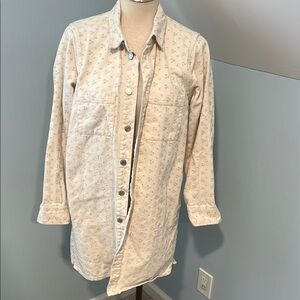 Madewell Cream Utility Jacket with Subtle Floral Print